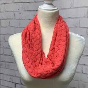 Salmon/Coral Cable Knit Infinity Scarf